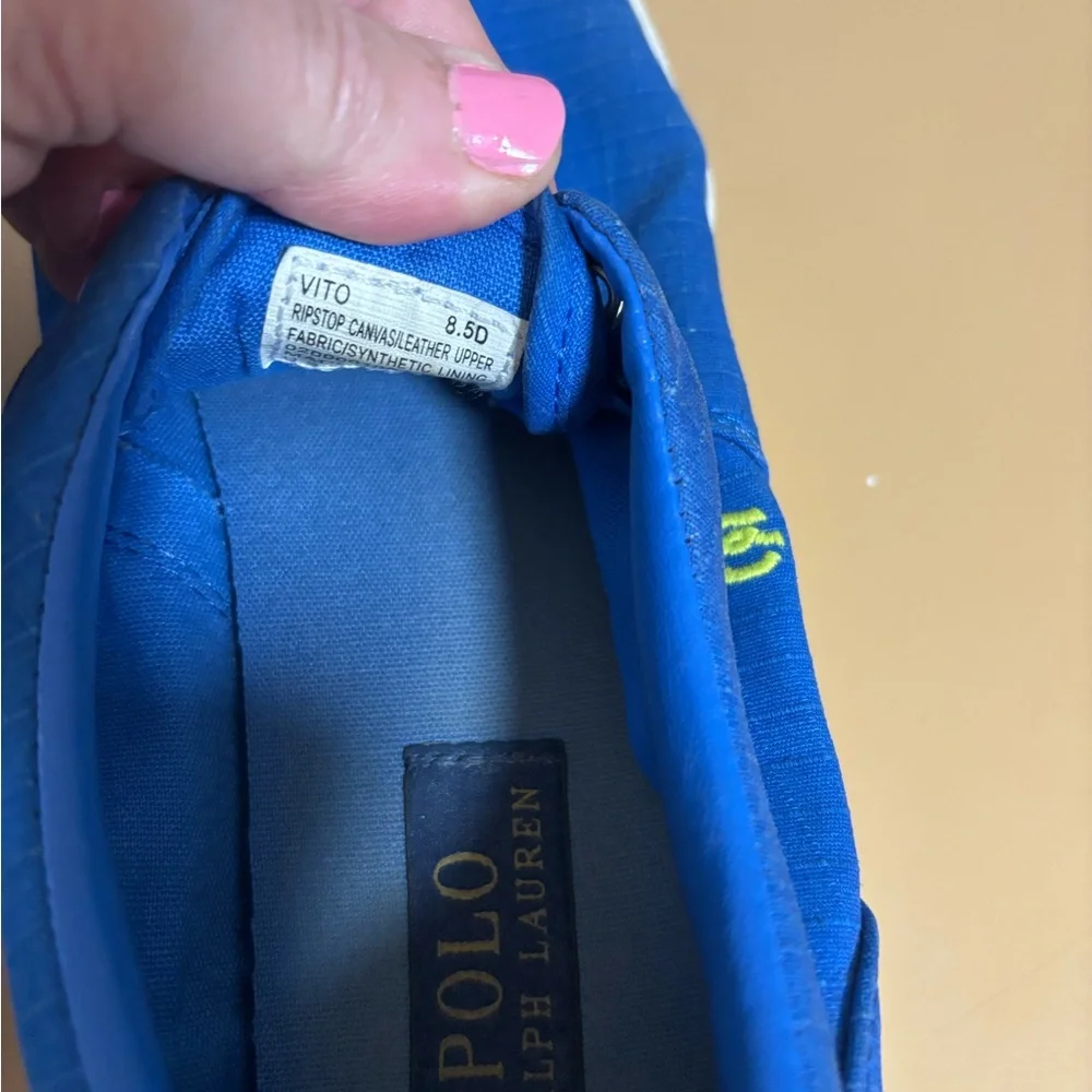 Ralph Lauren Polo blue and green slip on men’s boat shoes 8.5